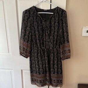 Madewell Black and Brown Patterned Dress